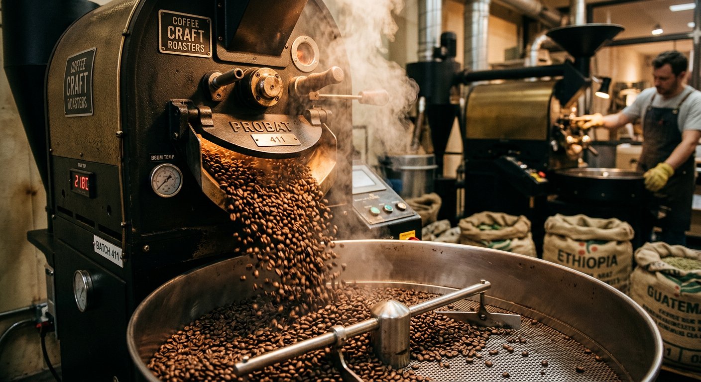 Artisanal small-batch coffee roasting process